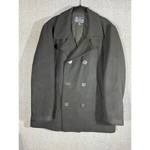 J.Crew Authentic Outerwear Black Melton Wool Classic Peacoat Men’s Large